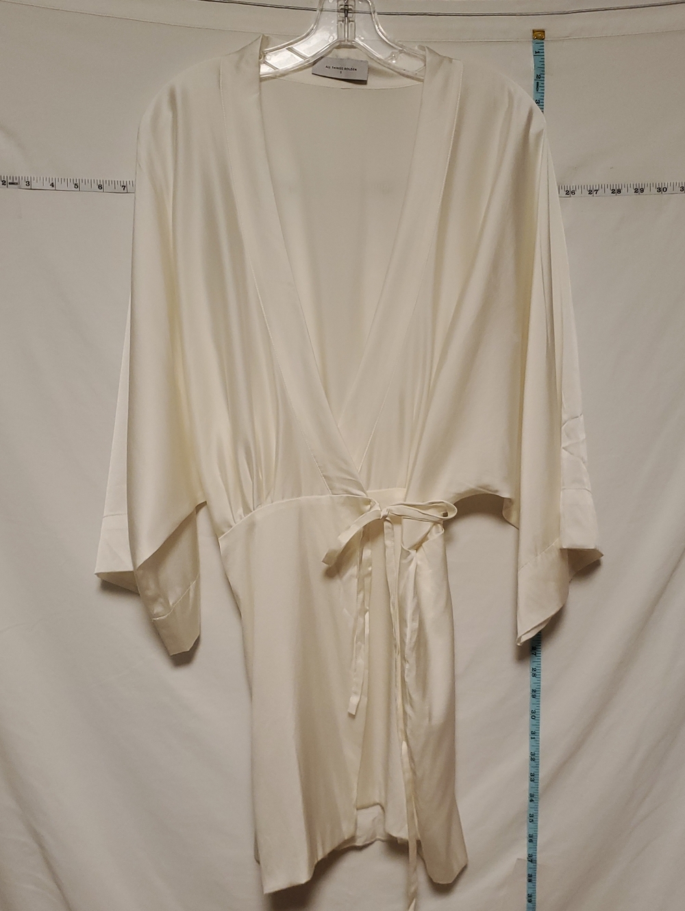 All Things Golden White Silk Kimono Wrap Dress Robe Small Luxury Feminine Bridal